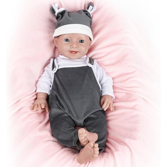 🆕20 inch Full Body Silicone Baby Dolls Boy With Realistic Two Lower Teeth - Picture 1 of 6